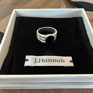 j hannah Stacked Signet - Onyx and Sterling Silver 5.5